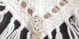 Granietsteek herfstsjaal met satijnlint